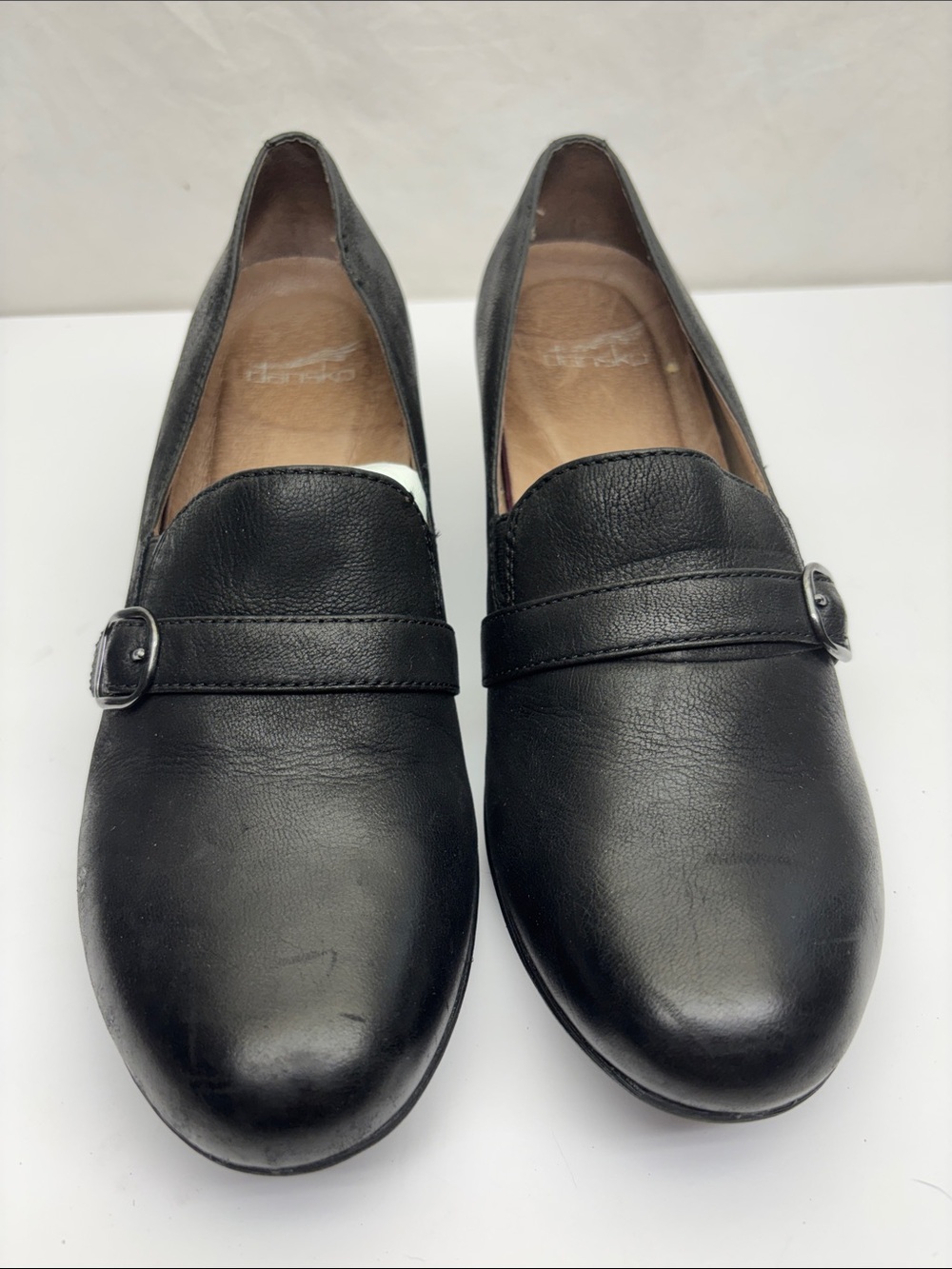 Dansko Black Leather Women's Buckle Loafers, SZ 42